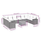 vidaXL Salon de jardin 11 pcs avec coussins résine tressée