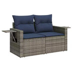 vidaXL Salon de jardin 7 pcs avec coussins résine tressée gris