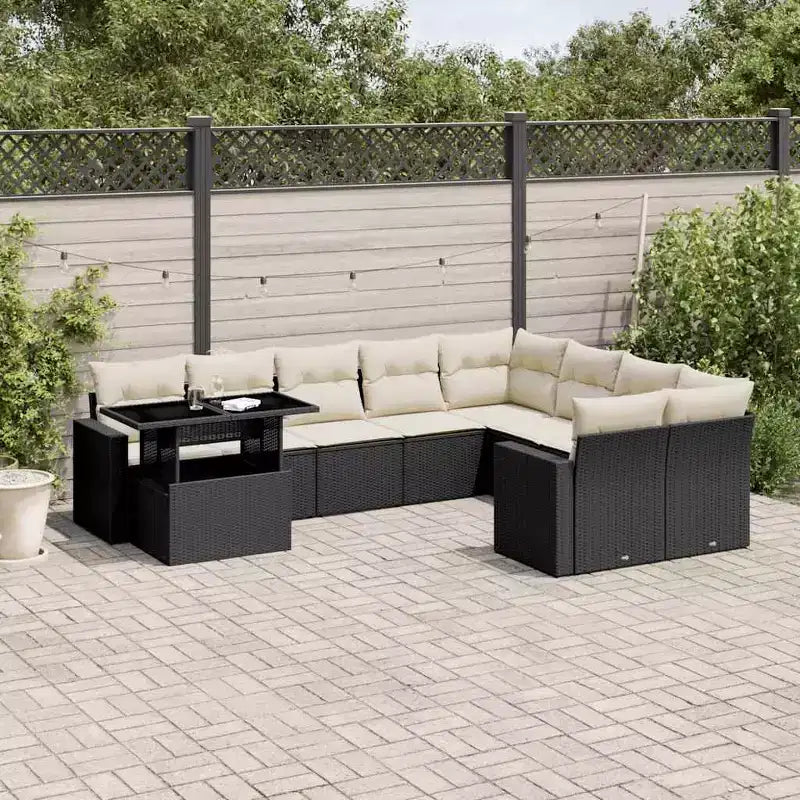 vidaXL Salon de jardin avec coussins 10 pièces en résine tressée