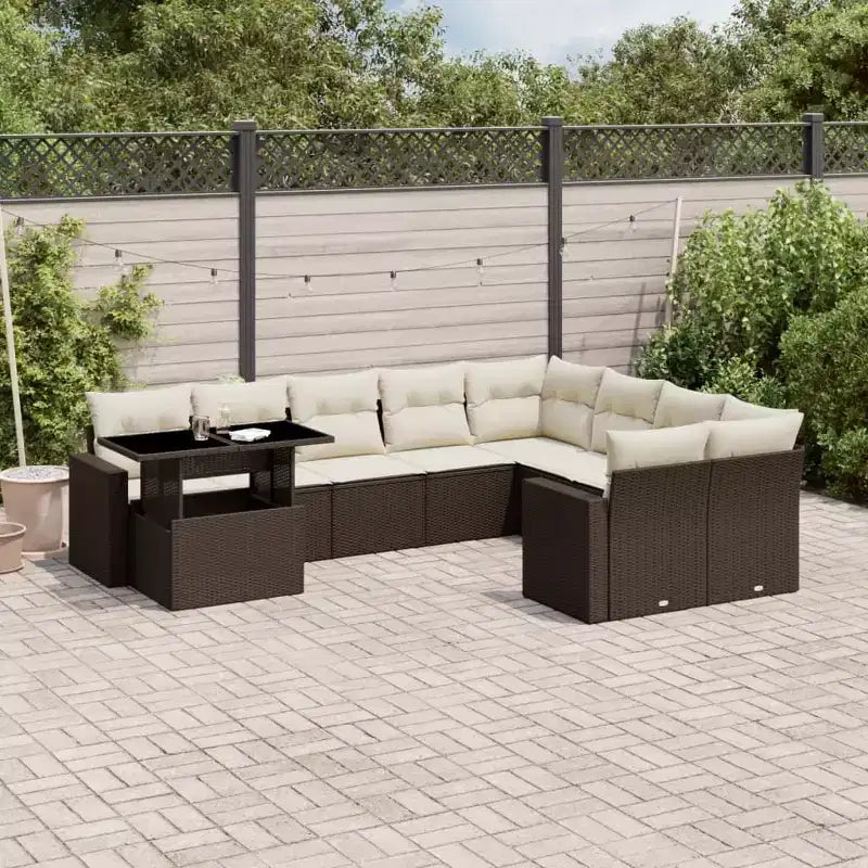 vidaXL Salon de jardin avec coussins 10 pièces en résine tressée