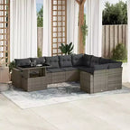 vidaXL Salon de jardin avec coussins 10 pièces en résine tressée
