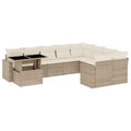 vidaXL Patio Sofa Set with Cushions Outdoor Furniture 10 Piece Poly Rattan
