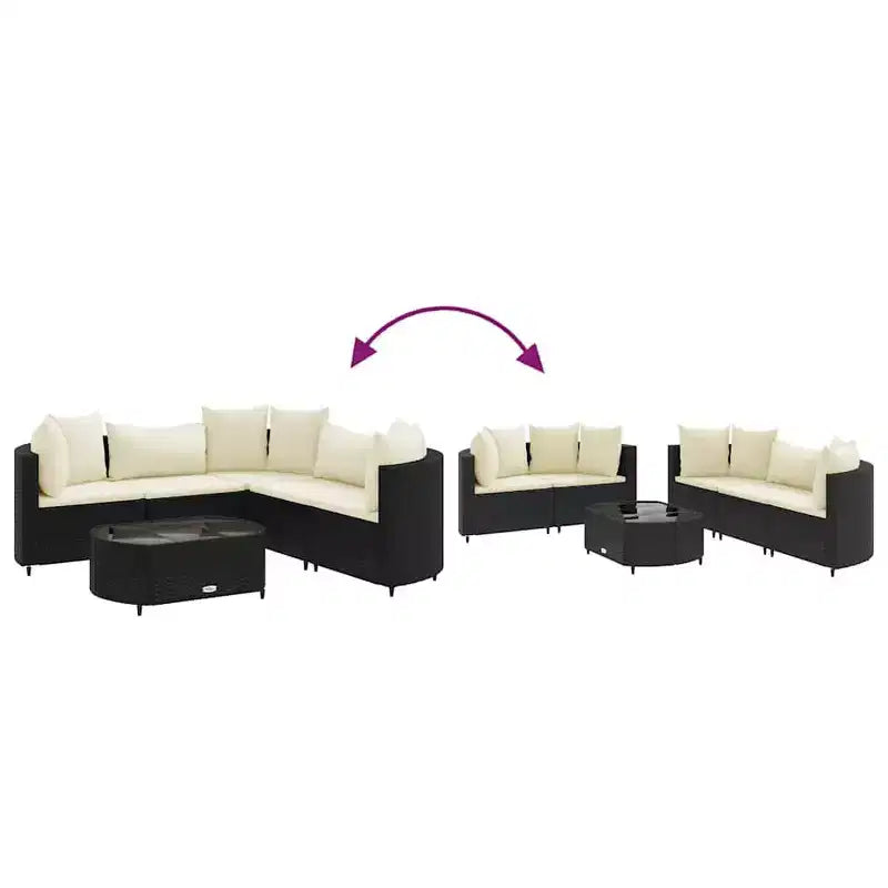 vidaXL Salon de jardin avec coussins 9 pièces en résine tressée