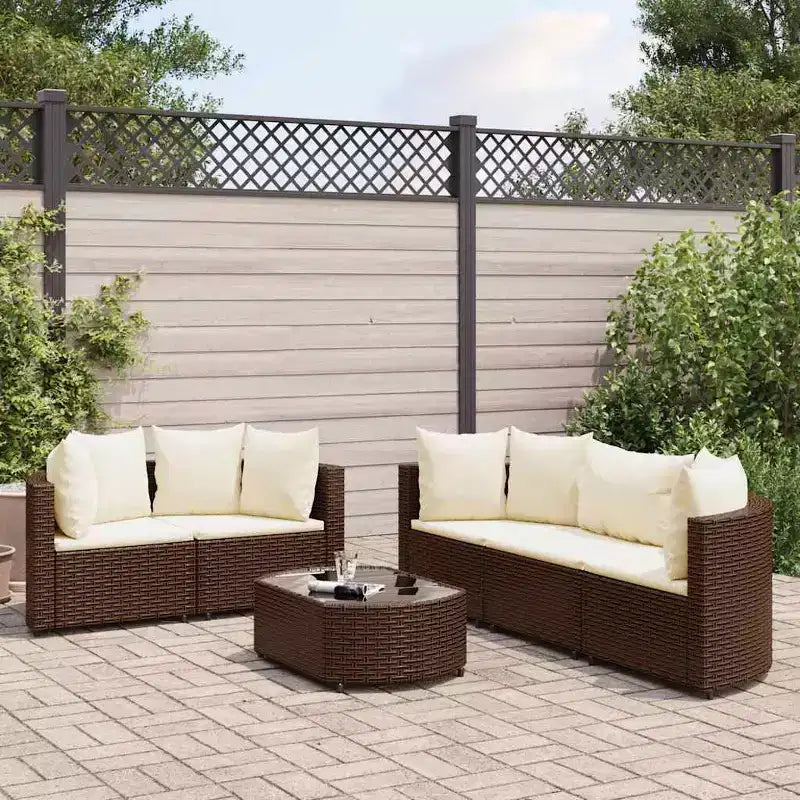 vidaXL Salon de jardin avec coussins 9 pièces en résine tressée