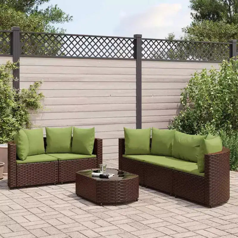 vidaXL Salon de jardin avec coussins 9 pièces en résine tressée