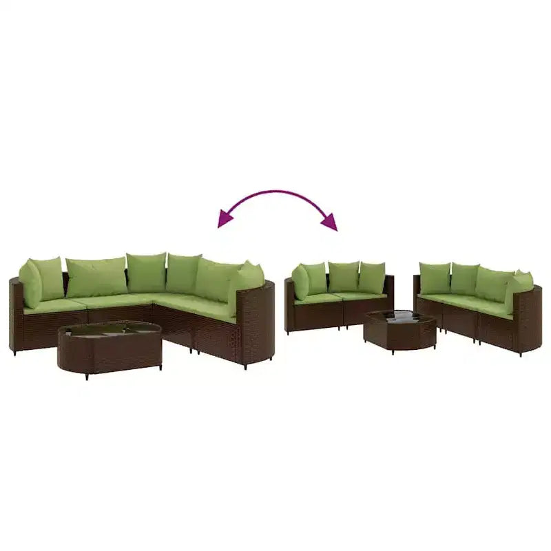 vidaXL Salon de jardin avec coussins 9 pièces en résine tressée