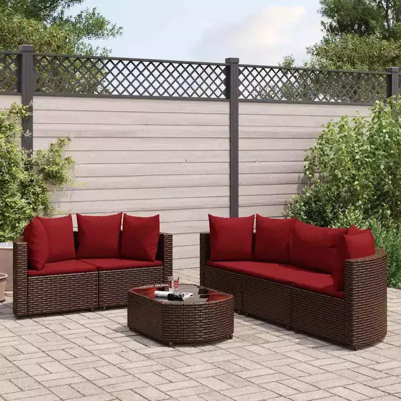 vidaXL Salon de jardin avec coussins 9 pièces en résine tressée
