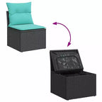 vidaXL Salon de jardin avec coussins, canapé d'angle, 6 pièces, résine tressée