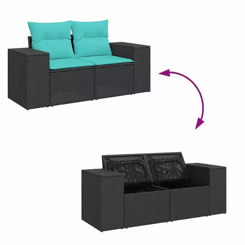vidaXL Salon de jardin avec coussins, canapé d'angle, 6 pièces, résine tressée