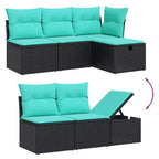 vidaXL Salon de jardin avec coussins, canapé d'angle, 6 pièces, résine tressée