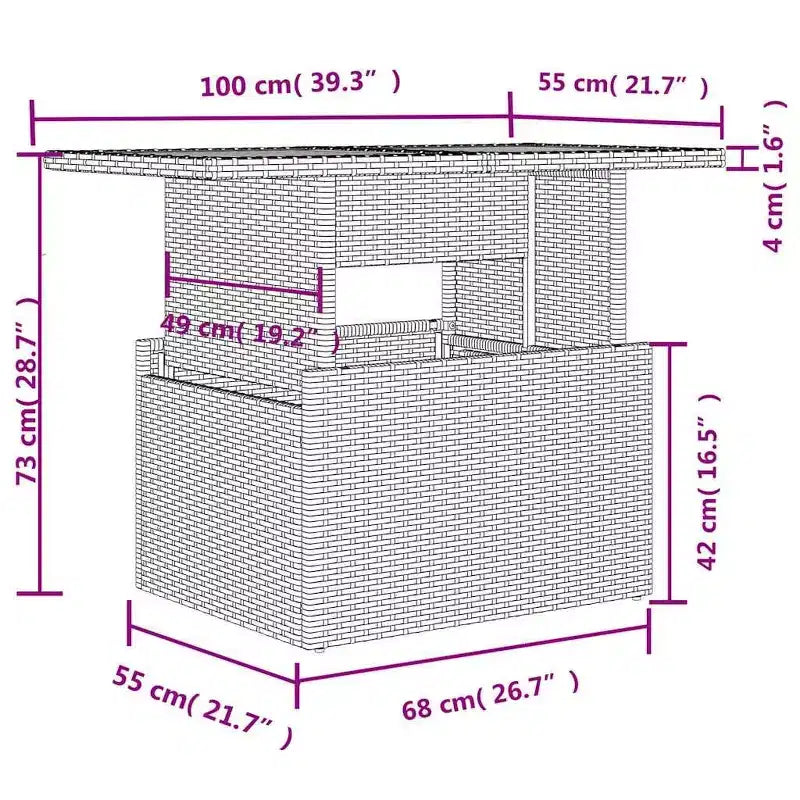 vidaXL Salon de jardin 8 pcs avec coussins résine tressée - Marron Sans rangement