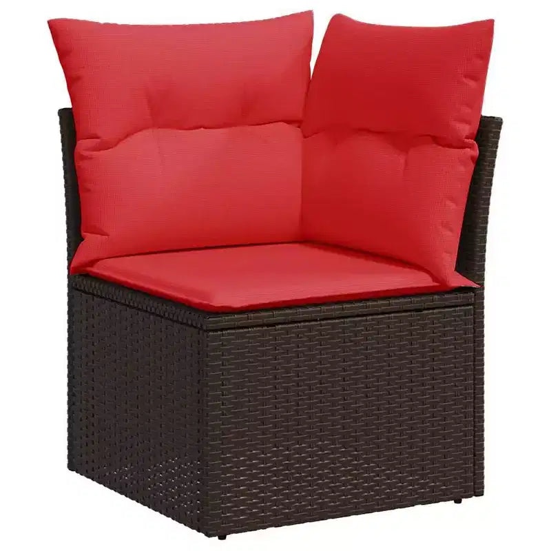 vidaXL Salon de jardin 8 pcs avec coussins résine tressée - Marron Sans rangement