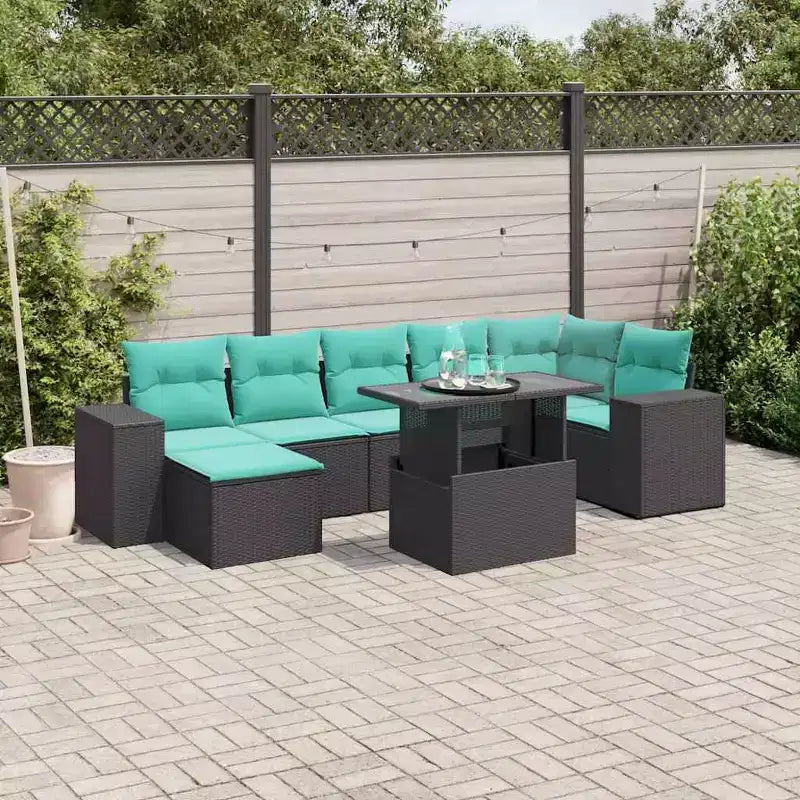 vidaXL Salon de jardin 8 pcs avec coussins résine tressée - Marron Sans rangement