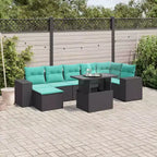vidaXL Salon de jardin 8 pcs avec coussins résine tressée - Marron Sans rangement