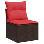 vidaXL Salon de jardin 8 pcs avec coussins résine tressée - Marron Sans rangement