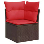 vidaXL Salon de jardin 8 pcs avec coussins résine tressée - Marron Sans rangement