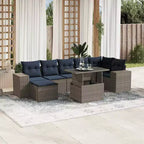 vidaXL Salon de jardin 8 pcs avec coussins résine tressée - Marron Sans rangement