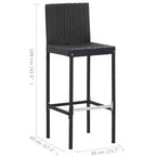 vidaXL Ensemble de bar de jardin 7 pièces Table et chaises de bar d'extérieur en résine tressée noir