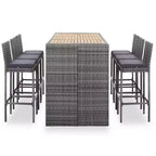 vidaXL Ensemble de bar de jardin 7 pièces Table et chaises de bar d'extérieur en résine tressée noir