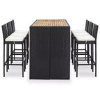 vidaXL Ensemble de bar de jardin 7 pièces Table et chaises de bar d'extérieur en résine tressée noir