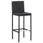 vidaXL Ensemble de bar de jardin 7 pièces Table et chaises de bar d'extérieur en résine tressée noir
