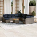 vidaXL Salon de jardin 12 pièces avec coussins en résine tressée gris