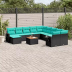 vidaXL Salon de jardin 12 pièces avec coussins en résine tressée gris