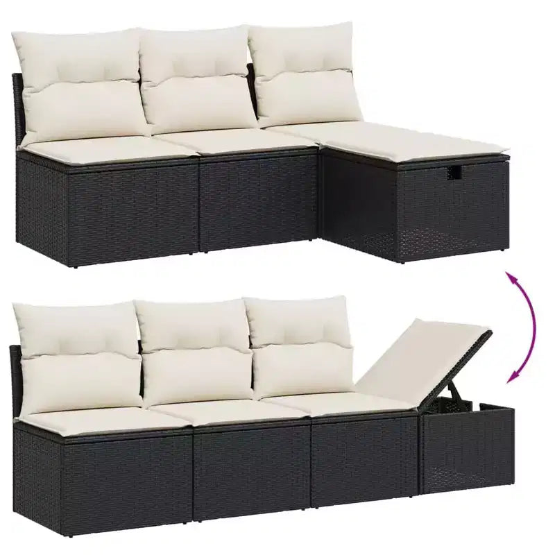 vidaXL Salon de jardin 8 pièces en résine tressée avec coussins, modulable et table réglable