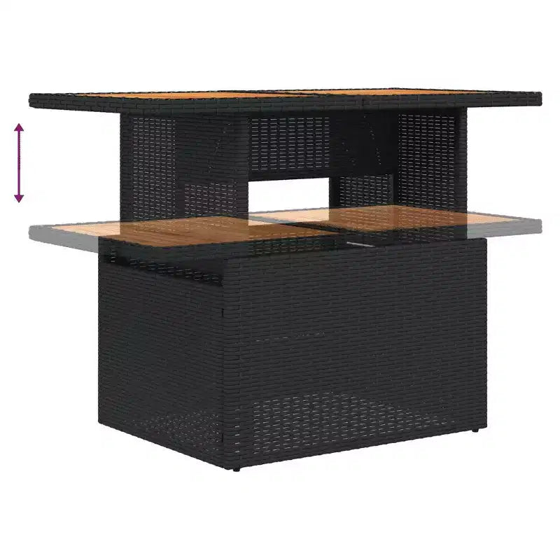 vidaXL Salon de jardin 8 pièces en résine tressée avec coussins, modulable et table réglable