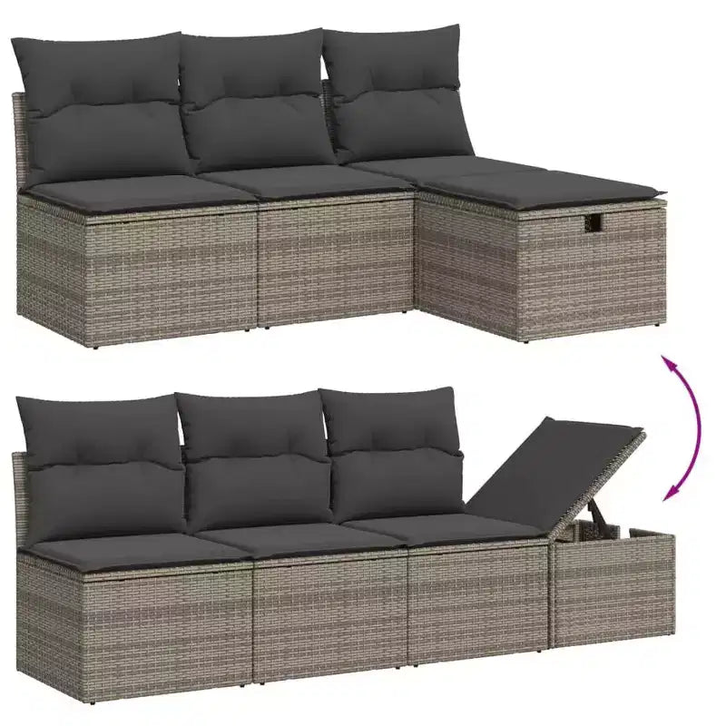 vidaXL Salon de jardin 8 pièces en résine tressée avec coussins, modulable et table réglable