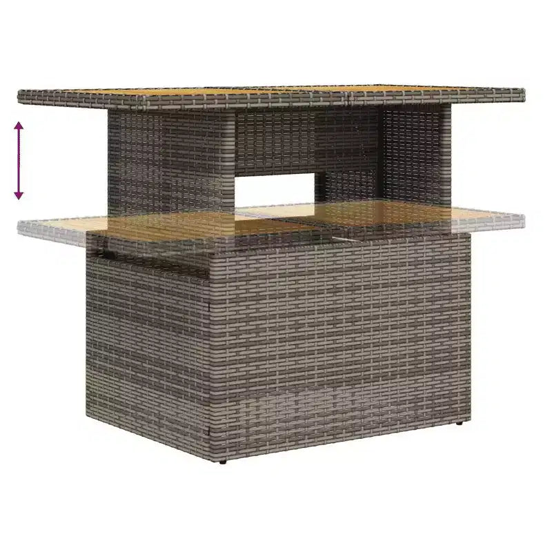 vidaXL Salon de jardin 8 pièces en résine tressée avec coussins, modulable et table réglable