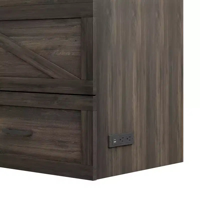 Cadre de lit escamotable de style ferme pleine grandeur, lit plateforme pliable avec grand tiroir de rangement