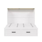 Cadre de lit escamotable de style ferme pleine grandeur, lit plateforme pliable avec grand tiroir de rangement