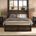 Cadre de lit escamotable de style ferme pleine grandeur, lit plateforme pliable avec grand tiroir de rangement