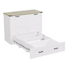 Cadre de lit escamotable de style ferme pleine grandeur, lit plateforme pliable avec grand tiroir de rangement