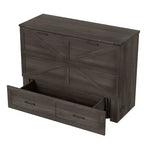 Cadre de lit escamotable de style ferme pleine grandeur, lit plateforme pliable avec grand tiroir de rangement