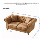 Canapé Chesterfield traditionnel 2 places avec accoudoirs roulés et cadre en bois, canapé d'appoint en cuir PU pour salon ou salle de séjour