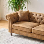 Canapé Chesterfield traditionnel 2 places avec accoudoirs roulés et cadre en bois, canapé d'appoint en cuir PU pour salon ou salle de séjour