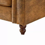 Canapé Chesterfield traditionnel 2 places avec accoudoirs roulés et cadre en bois, canapé d'appoint en cuir PU pour salon ou salle de séjour