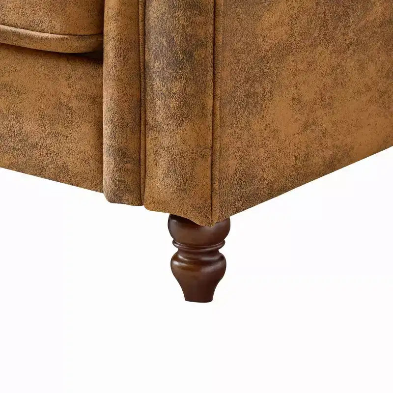 Canapé Chesterfield traditionnel 2 places avec accoudoirs roulés et cadre en bois, canapé d'appoint en cuir PU pour salon ou salle de séjour