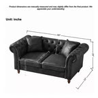 Canapé Chesterfield traditionnel 2 places avec accoudoirs roulés et cadre en bois, canapé d'appoint en cuir PU pour salon ou salle de séjour