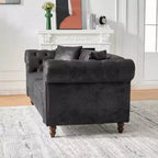 Canapé Chesterfield traditionnel 2 places avec accoudoirs roulés et cadre en bois, canapé d'appoint en cuir PU pour salon ou salle de séjour