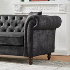 Canapé Chesterfield traditionnel 2 places avec accoudoirs roulés et cadre en bois, canapé d'appoint en cuir PU pour salon ou salle de séjour