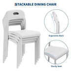 Chaises empilables en plastique avec pieds en métal - Dossier ergonomique, chaises de salle à manger résistantes aux taches pour cuisine, bureau, salon et extérieur