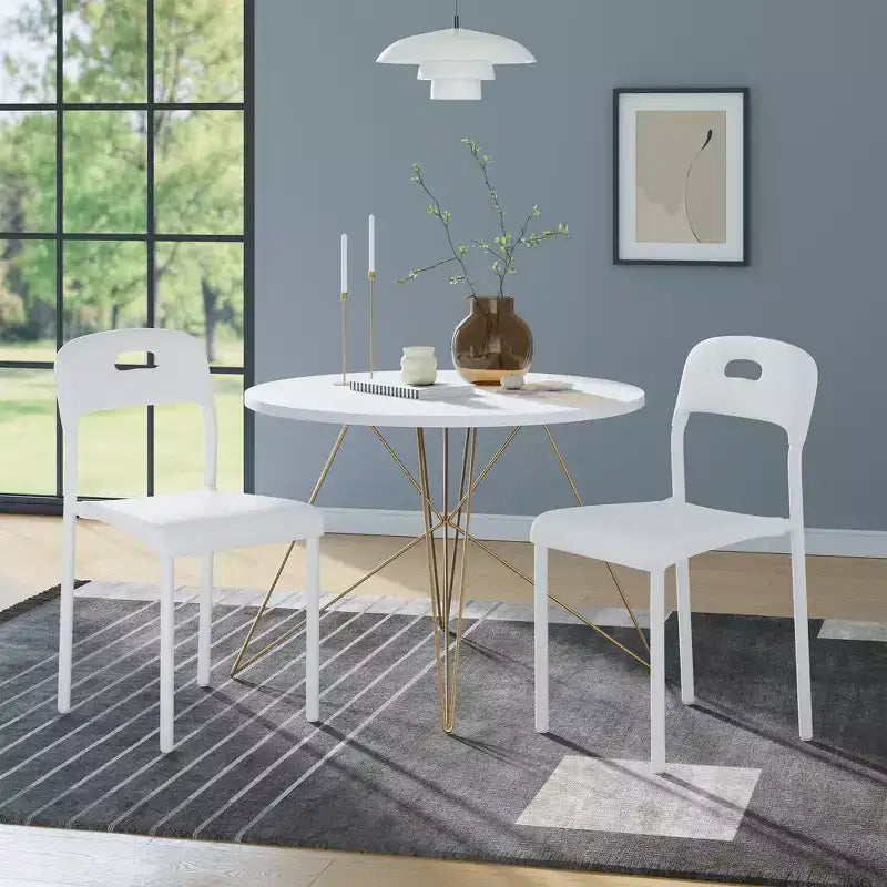 Chaises empilables en plastique avec pieds en métal - Dossier ergonomique, chaises de salle à manger résistantes aux taches pour cuisine, bureau, salon et extérieur