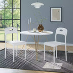 Chaises empilables en plastique avec pieds en métal - Dossier ergonomique, chaises de salle à manger résistantes aux taches pour cuisine, bureau, salon et extérieur