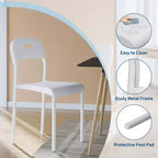 Chaises empilables en plastique avec pieds en métal - Dossier ergonomique, chaises de salle à manger résistantes aux taches pour cuisine, bureau, salon et extérieur