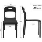 Chaises empilables en plastique avec pieds en métal - Dossier ergonomique, chaises de salle à manger résistantes aux taches pour cuisine, bureau, salon et extérieur