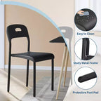 Chaises empilables en plastique avec pieds en métal - Dossier ergonomique, chaises de salle à manger résistantes aux taches pour cuisine, bureau, salon et extérieur