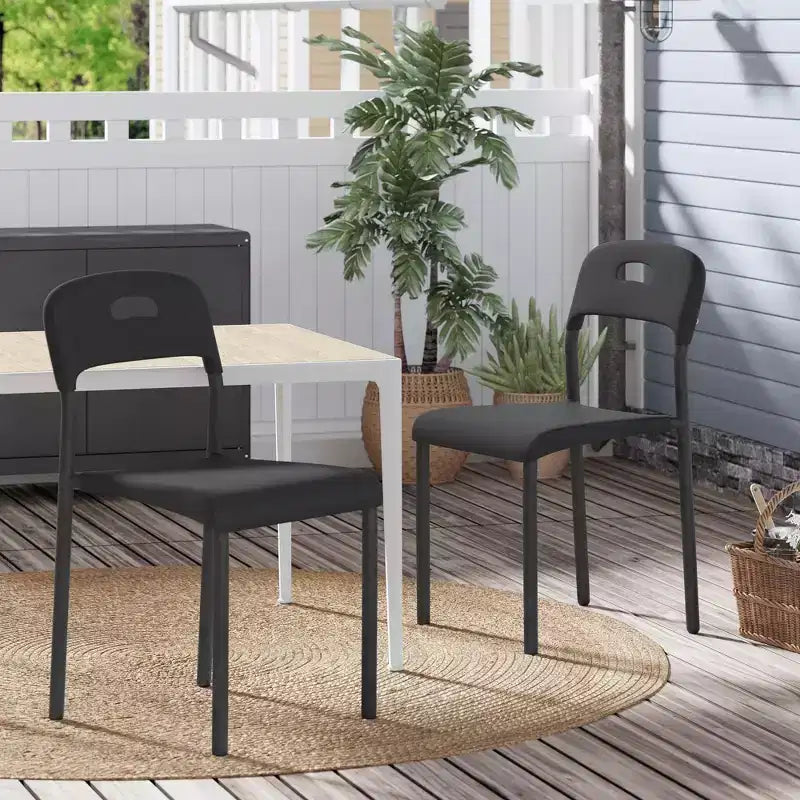 Chaises empilables en plastique avec pieds en métal - Dossier ergonomique, chaises de salle à manger résistantes aux taches pour cuisine, bureau, salon et extérieur